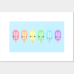 Kawaii Pastel Popsicles Posters and Art